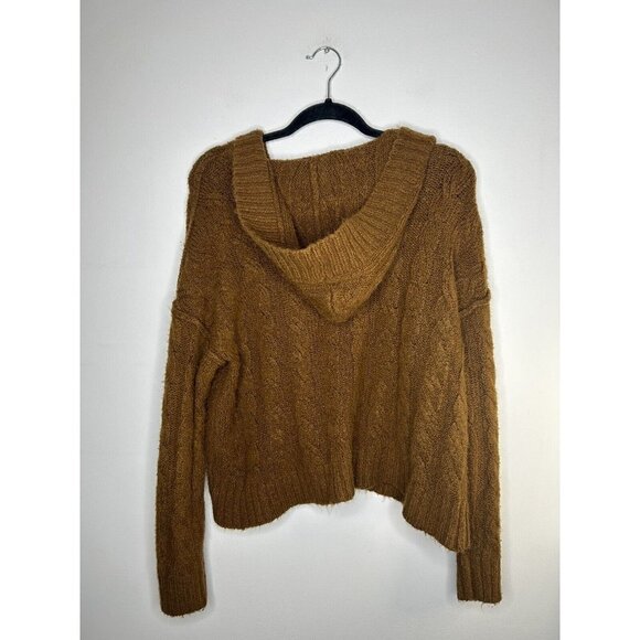 American Eagle Outfitters Oversized Cropped Hoodie Brown Sweater Size Sm… - Picture 5 of 9